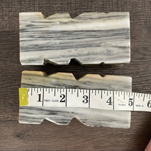 Vintage | Mayan Aztec Carved Stone Marble Bookends Tiki Books Boho MCM Decor Set - Picture 4 of 7